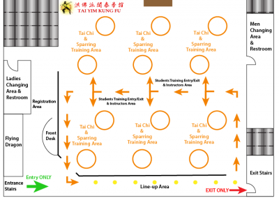 Kung Fu School COVID19 Floor Layout for Tai Chi and Sparring Classes